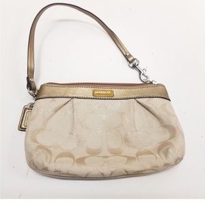 Coach Gold Sparkle Monogram Wristlet